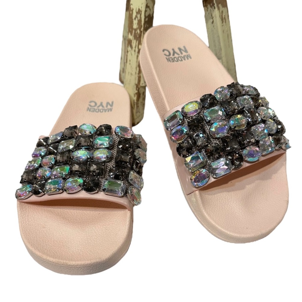 Madden NYC Rhinestone Bling Open Toe Sandals  8